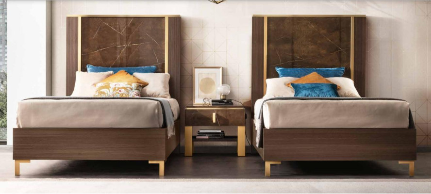 2x Bed + Nachtkastje 3-delige slaapkamerset Designer Luxe Slaapkamer