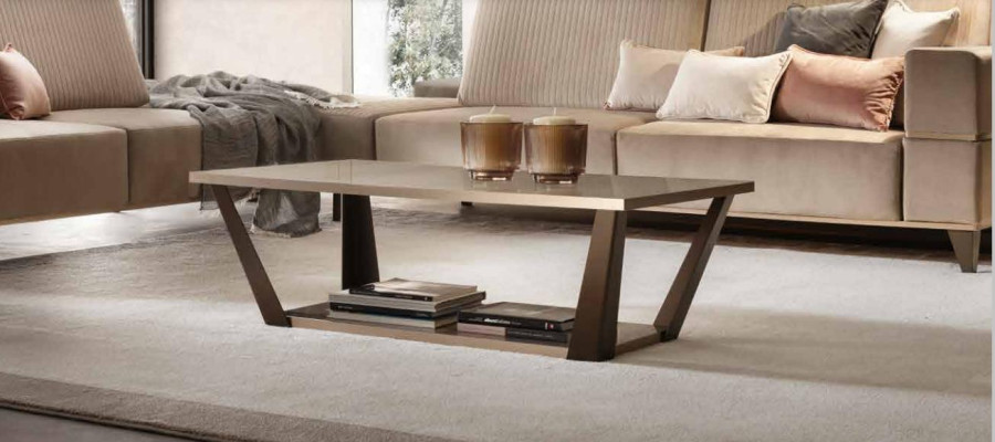 Salontafel Tafel Bekleding Ontwerp Glazen Bijzettafel Hout Bank Bank Bruin Tafels