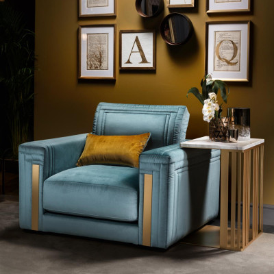 Zetel Club Lounge Design Armstoel Gestoffeerde Bank Tv Blauw arredoclassic