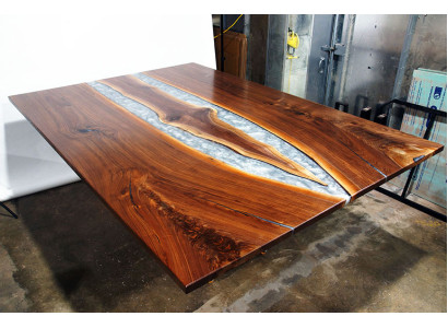 Epoxiënhars eettafel echt hout massief meubilair waterval epoxy tafel giethars
