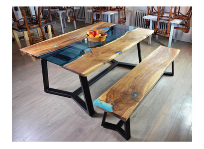 Ontwerp Tafel Bank Eettafel Keukentafel Woonkamertafels Banken Massief 2 delig nieuw.
