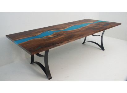 Eettafel tafels epoxyhars echt hout massief meubilair epoxytafel waterval nieuw