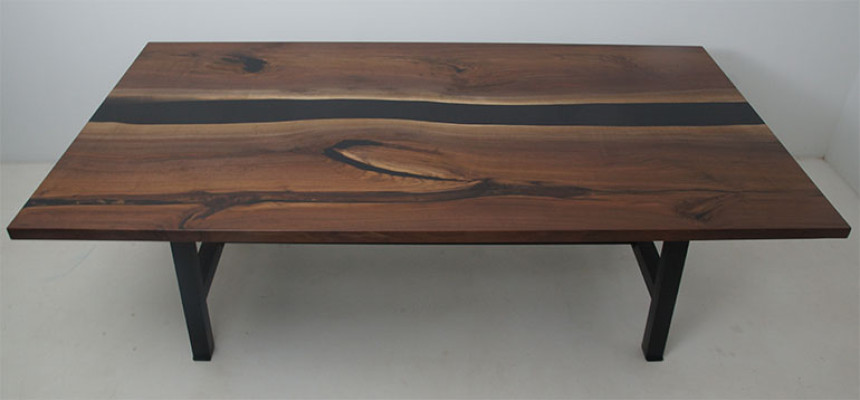 Eettafel watervaltafels epoxyhars echt hout massief meubilair epoxytafel nieuw