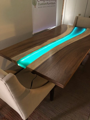 Epoxiharsen eettafel echt massief houten meubels waterval epoxytafel 240x100 Nieuw