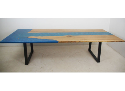 Eettafel River Table Echt hout Riviertafel Epoxyhars 260x100 Massief