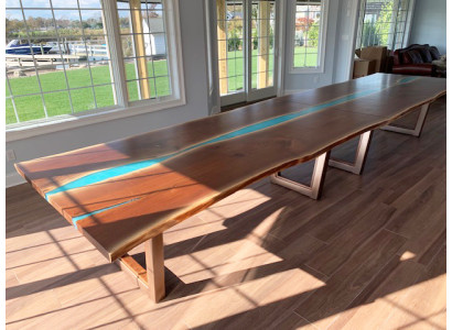 Eettafel River Table Echt Hout Riviertafel 260x100 Massieve Tafels
