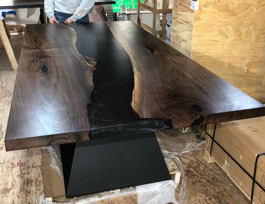 Epoxihars Eettafel Echt hout Massief meubilair Waterval epoxy tafel 220x100cm