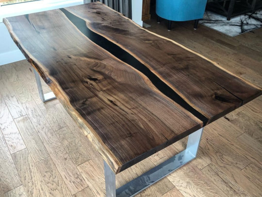 Tafel eettafel tafels epoxyhars epoxy echt hout massief design meubels 220x90