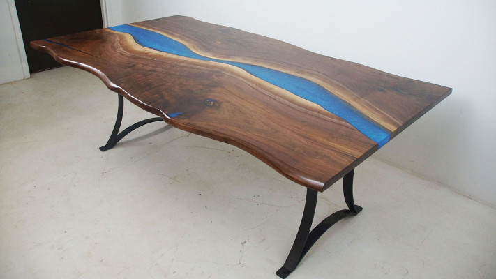Eettafel River Table Echt Hout Riviertafel 220x100 Massieve Tafels Epoxyhars