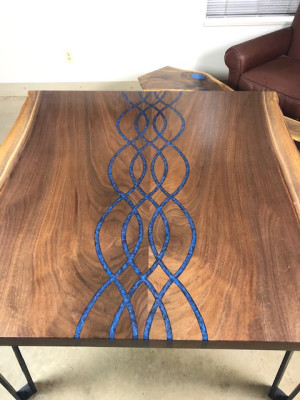 Rivier Tafels Eettafel Ontwerp Tafel Moderne Zee Meubelen 100x100 Epoxy Hars Oceaan