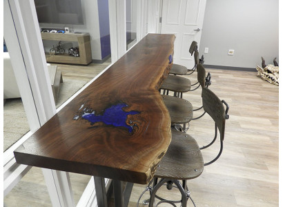 Epoxie bar counter table echt hout massief meubilair waterval epoxy tafel 240x70