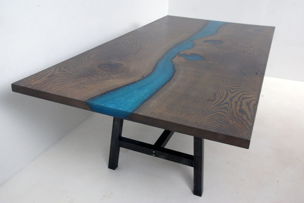 Epoxihars Eettafel River Table Echt hout Massief Tafels 220x100