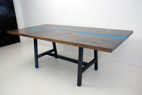 Epoxihars Eettafel River Table Echt hout Massief Tafels 220x100