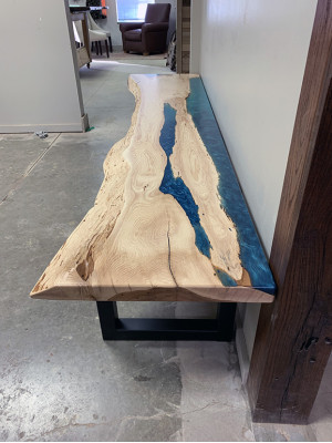 Epoxihars eettafel echt hout massief meubels waterval epoxytafel 250x60cm