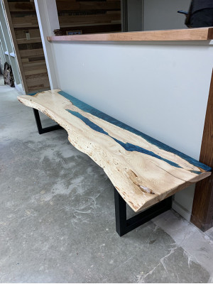 Epoxihars eettafel echt hout massief meubels waterval epoxytafel 250x60cm