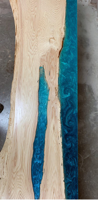 Epoxihars eettafel echt hout massief meubels waterval epoxytafel 250x60cm