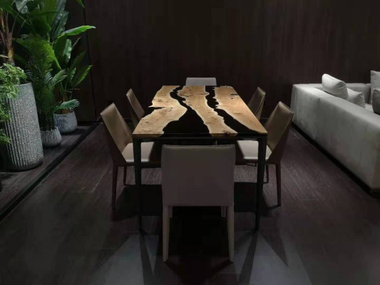 Salontafel Black River Table Echt Hout Riviertafel 220x90 Tafels Epoxyhars Nieuw