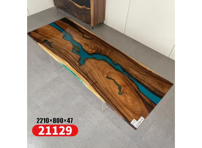 Epoxihars eettafel echt hout massief meubilair decoratie waterval epox tafel
