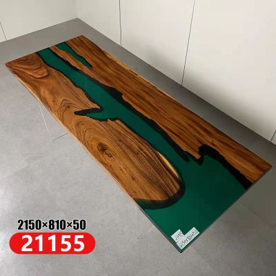 Epoxihars eettafel echt hout massief meubels waterval decor epoxy tafel
