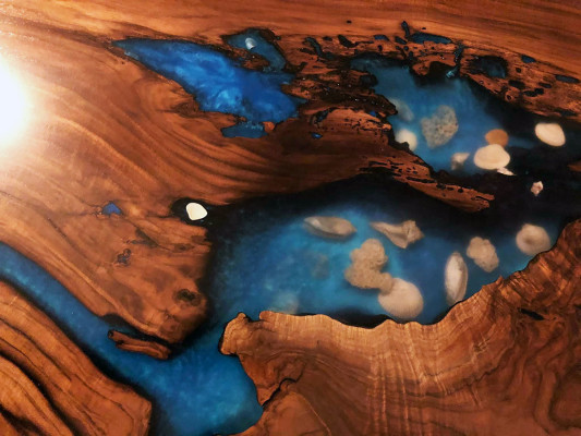 Maatwerk Tafel Epoxyhars Epoxy Resin Rivier Echt Hout Prijs 1m² Tafels