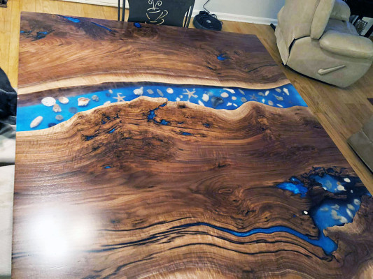 Maatwerk Tafel Epoxyhars Epoxy Resin Rivier Echt Hout Prijs 1m² Tafels