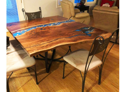 Maatwerk Tafel Epoxyhars Epoxy Resin Rivier Echt Hout Prijs 1m² Tafels