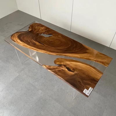 Eettafel Epoxyhars Echt hout Massieve meubels Waterval Epoxytafel