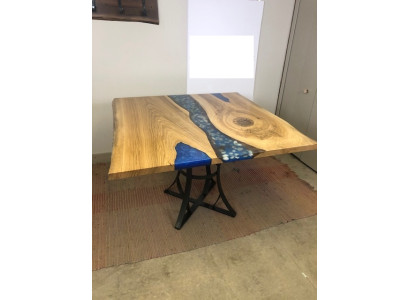Eettafel River Table Echt Hout Riviertafel 110x110 Massieve Tafels