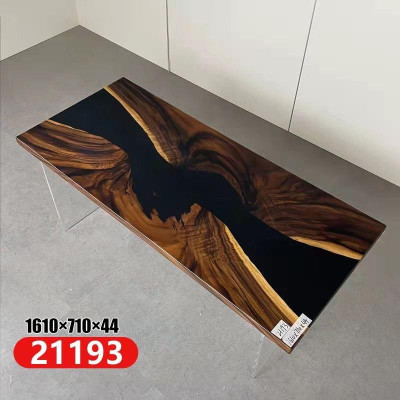 Epoxiehars Eettafel Echt hout Massief meubilair Waterval Epoxy tafel