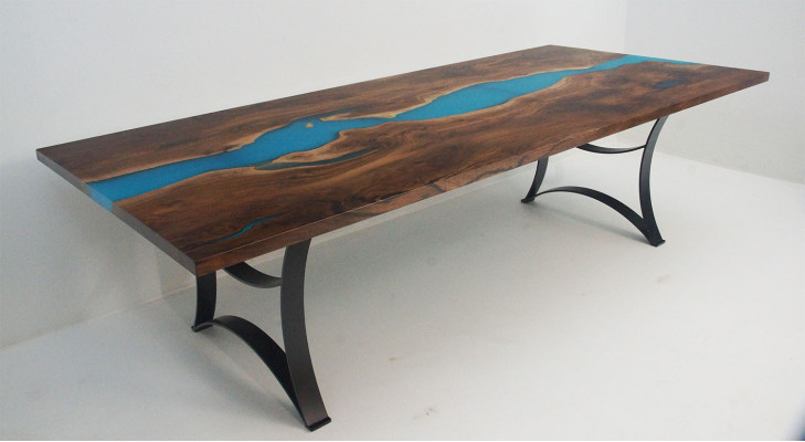 Maatwerk Tafel Epoxy Epoxyhars Hars Rivier Hout Echt Prijs per vierkante meter Tafels