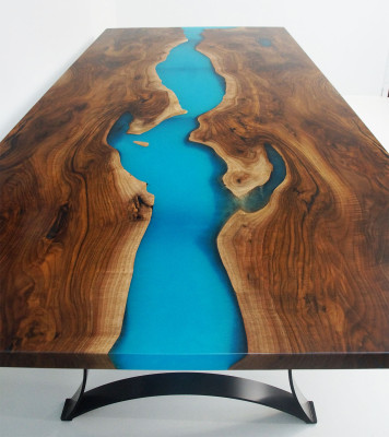 Maatwerk Tafel Epoxy Epoxyhars Hars Rivier Hout Echt Prijs per vierkante meter Tafels