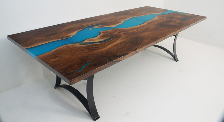 Maatwerk Tafel Epoxy Epoxyhars Hars Rivier Hout Echt Prijs per vierkante meter Tafels