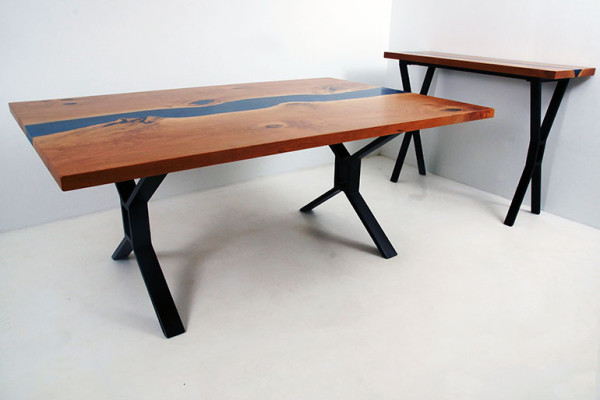 Maatwerk Tafel Epoxyhars Epoxyrivier Echt hout Prijs per vierkante meter Tafelshars