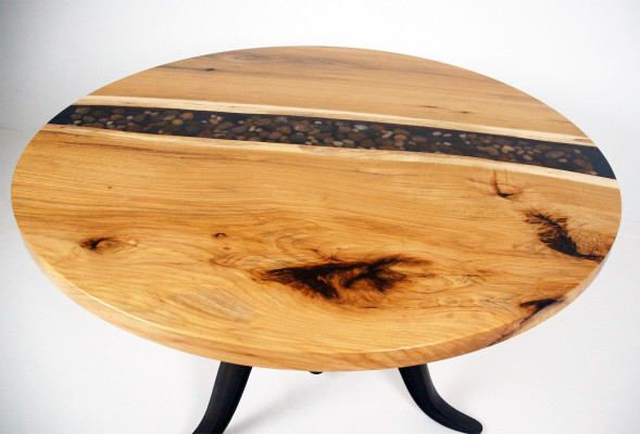 Ronde eettafel met epoxyhars, vergadertafel, massieve conferentietafel.