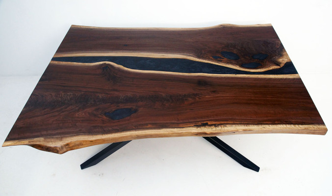 Epoxihars op maat gemaakt tafel Epoxy hars stroom Echt hout Prijs 1m² tafels