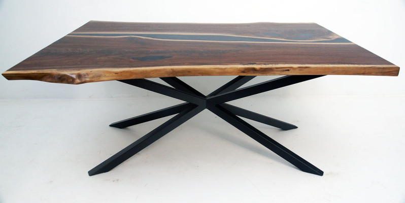 Epoxihars op maat gemaakt tafel Epoxy hars stroom Echt hout Prijs 1m² tafels