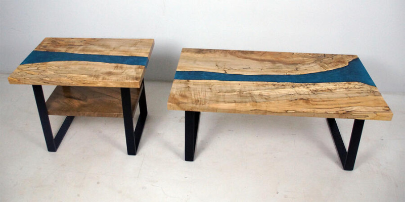 Op maat gemaakt tafel epoxyhars Epoxyhars Rivier Echt hout Prijs per vierkante meter Tafels