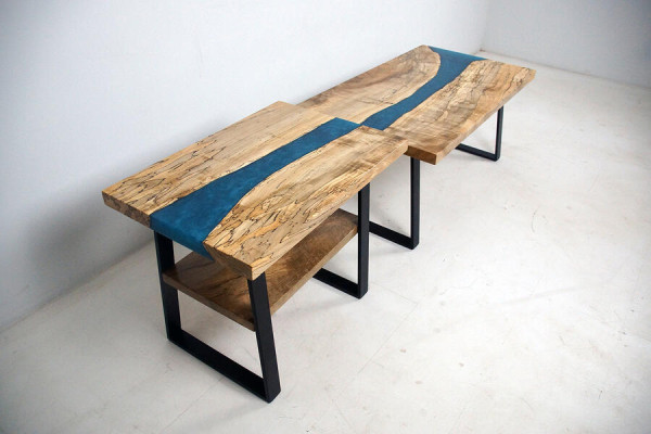 Op maat gemaakt tafel epoxyhars Epoxyhars Rivier Echt hout Prijs per vierkante meter Tafels