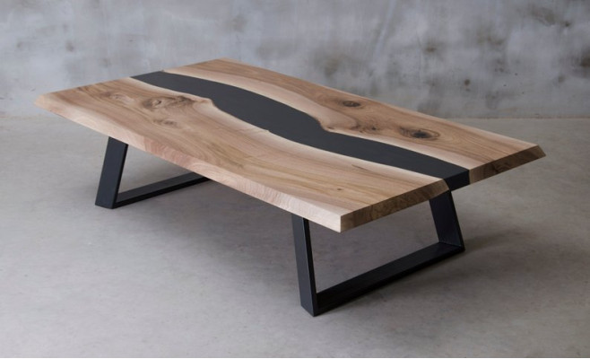Epoxihars tafel Houten salontafel Handgemaakte massieve woonkamer meubels