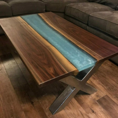 Salontafel River Table Epoxyhars Massief Tafels 120x60 Riviertafel