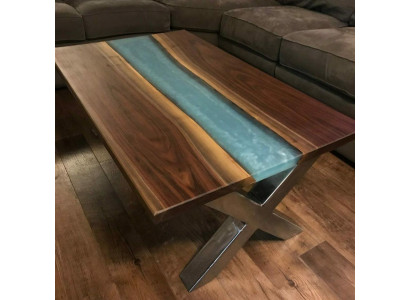Salontafel River Table Epoxyhars Massief Tafels 120x60 Riviertafel
