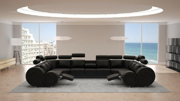 Designer woonlandschap hoekbank met USB bank sofa bekleding lederen banken Nieuw
