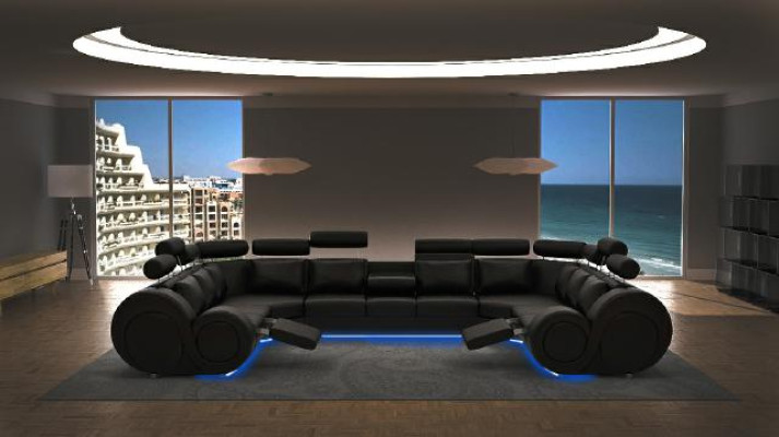 Designer woonlandschap hoekbank met USB bank sofa bekleding lederen banken Nieuw
