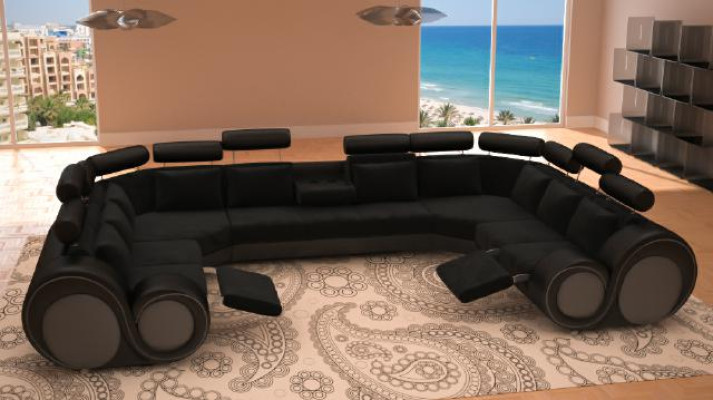 Ontwerper XXL woonlandschap bank bank stof sofa set hoekbank textiel nieuw