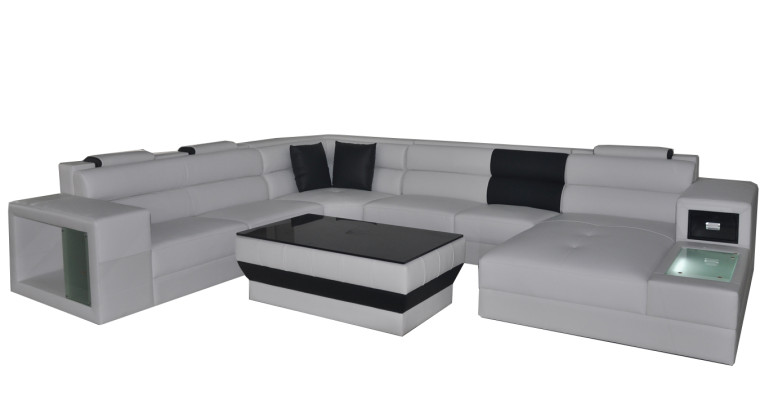 Hoekbank hoekgroep hoekbank bank bankstel woonlandschap tafel LED USB Nieuw