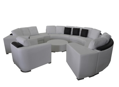 Ronde hoekbank bank gestoffeerd XXL Groot Ronde banken woonlandschap Fauteuil Poef