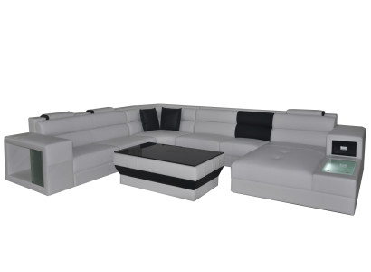 Ontwerp gestoffeerde leren hoekleren bank bekleding hoek woon landschap.