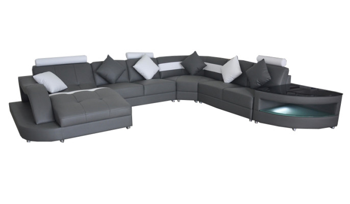 Leren bankstellen woonlandschap hoekbank ontwerp Moderne bank met USB L6015 tafel