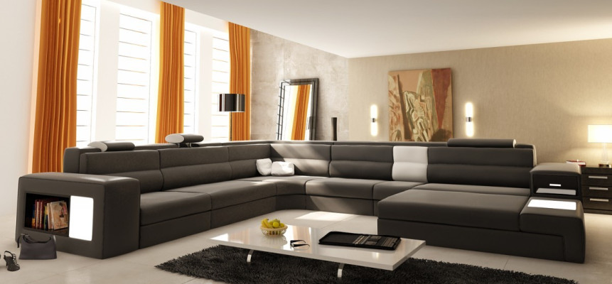 Leren bankbank Woonwijk hoekbank hoekbank set Ontwerp Modern Bank Nieuw B2006