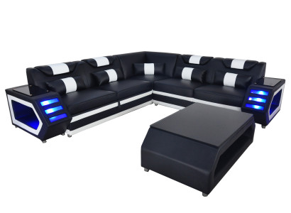 Volledige set hoekbank hoekbank bank gestoffeerde hoekbank + tafel + USB
